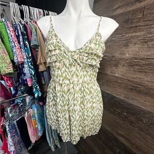 Francesca's Collections Sage Green Cream Romper